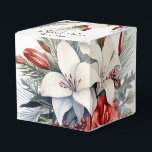 Christmas Party White Red Flowers Holidays Elegant Bedankdoosjes<br><div class="desc">Christmas Party White Red Flowers Holidays Elegant Favor Boxes. Unique,  beautiful,  stylish design. Easy to be personalized. Font style,  size and colors can be changed. Matching items available.</div>