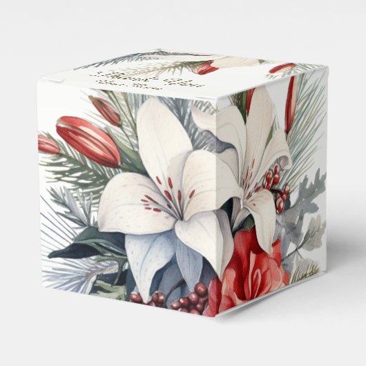 Christmas Party White Red Flowers Holidays Elegant Bedankdoosjes (Voorkant Zijde)