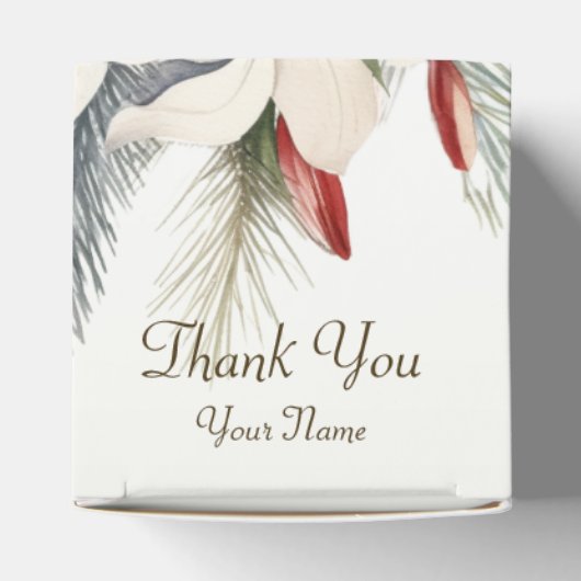 Christmas Party White Red Flowers Holidays Elegant Bedankdoosjes (Bovenkant)