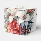 Christmas Party White Red Flowers Holidays Elegant Bedankdoosjes (Achterkant)