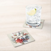 Christmas Party White Red Flowers Holidays Elegant Kartonnen Onderzetters (Insitu)