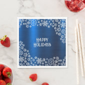 Christmas Party White Snowflakes Navy Blue Servet (Insitu)