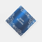 Christmas Party White Snowflakes Navy Blue Servet (Hoek)