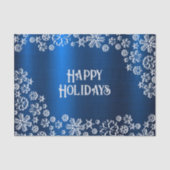 Christmas Party White Snowflakes Navy Blue Tissuepapier (Voorkant)