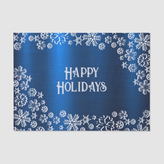 Christmas Party White Snowflakes Navy Blue Tissuepapier (Voorkant)