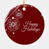 Christmas Party White Stars Red Elegant  Keramisch Ornament (Achterkant)
