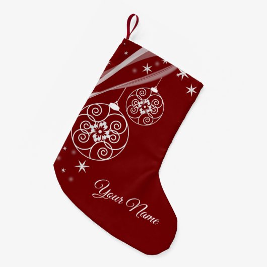 Christmas Party White Stars Red Elegant Kleine Kerstsok (Voorkant (Hangend))