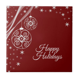 Christmas Party White Stars Red Elegant Tegeltje