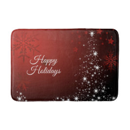 Christmas Party White Stars Tree Red Snowflakes Badmat