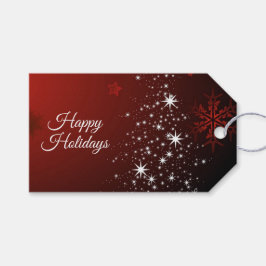 Christmas Party White Stars Tree Red Snowflakes Cadeaulabel