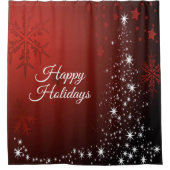 Christmas Party White Stars Tree Red Snowflakes Douchegordijn (Voorkant)