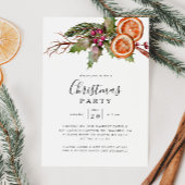 Christmas Party Winter Botanical Invitation Kaart