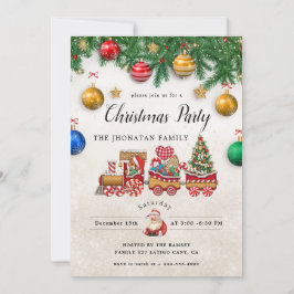 Christmas Party Winter Botanical Invitation Kaart