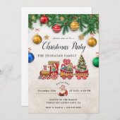 Christmas Party Winter Botanical Invitation Kaart (Voorkant / Achterkant)