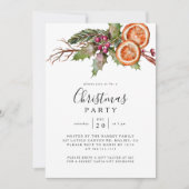 Christmas Party Winter Botanical Invitation Kaart (Voorkant)