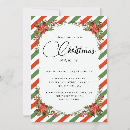 Christmas Party Winter Botanical Kaart (Voorkant)