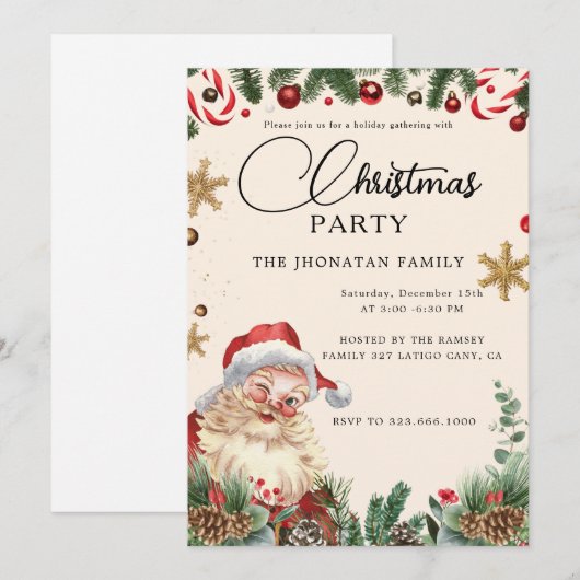 Christmas Party Winter Botanical Kaart (Voorkant / Achterkant)