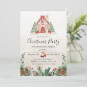 Christmas Party Winter Botanical Kaart (Staand voorkant)