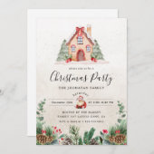 Christmas Party Winter Botanical Kaart (Voorkant / Achterkant)