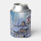 Christmas Party Winter White Snowman Blue Rustic Blikjeskoeler (Blikje Voorkant)