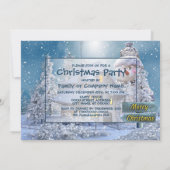 Christmas Party Winter White Snowman Blue Rustic Kaart (Achterkant)