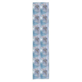 Christmas Party Winter White Snowman Blue Rustic Korte Tafelloper (Voorkant)