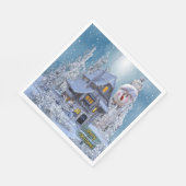 Christmas Party Winter White Snowman Blue Rustic Servet (Hoek)