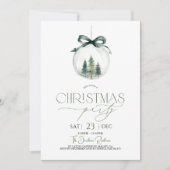 Christmas Party Xmas Bauble Green Gold  Kaart (Voorkant)