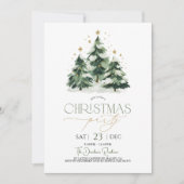 Christmas Party Xmas Tree Green Gold Kaart (Voorkant)