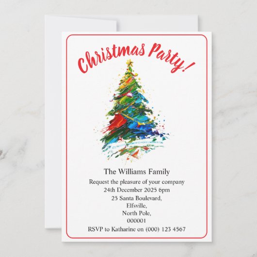 Christmas Party Xmas Tree Oil Painting Kaart (Voorkant)