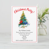 Christmas Party Xmas Tree Oil Painting Kaart (Staand voorkant)