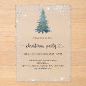 Christmas Party zilveren sneeuwboom bevroren Acryl Uitnodigingen (Voorkant)