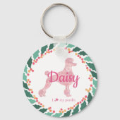 Christmas pastel pink poodle keychain Custom Photo (Voorkant)