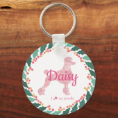 Christmas pastel pink poodle keychain Custom Photo (Voorkant)