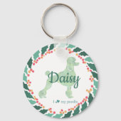 Christmas pastel pink poodle keychain Custom Photo (Voorkant)