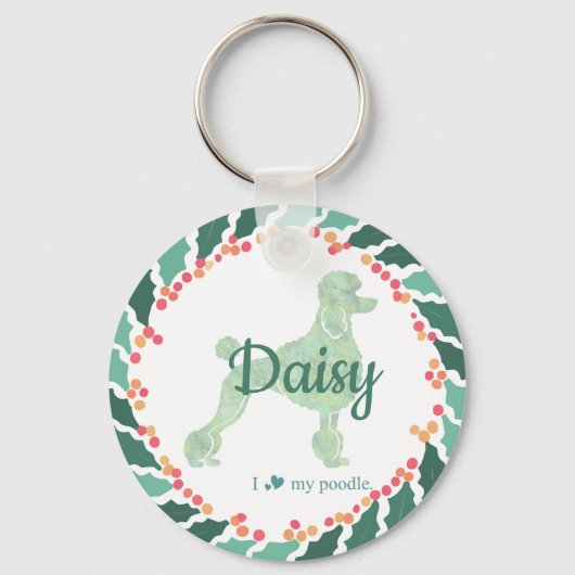 Christmas pastel pink poodle keychain Custom Photo (Voorkant)