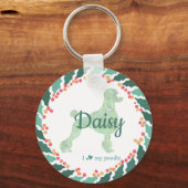 Christmas pastel pink poodle keychain Custom Photo (Voorkant)