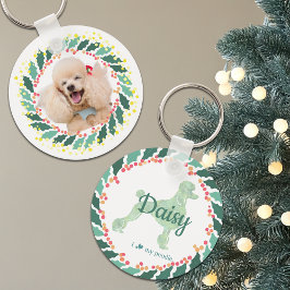 Christmas pastel pink poodle keychain Custom Photo