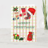 Christmas pastel plaid and cute holiday icons kaart (Voorkant)