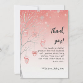 Christmas Pastel Red Winter Tree Baby Shower Bedankkaart