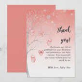Christmas Pastel Red Winter Tree Baby Shower Bedankkaart (Voorkant / Achterkant)