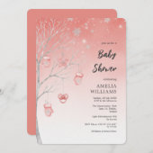 Christmas Pastel Red Winter Tree Baby Shower Kaart (Voorkant / Achterkant)