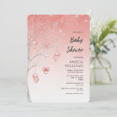 Christmas Pastel Red Winter Tree Baby Shower Kaart (Staand voorkant)