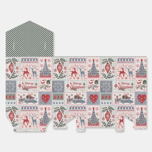 Christmas Patchwork Favoriete box Bedankdoosjes (Ongevouwen)
