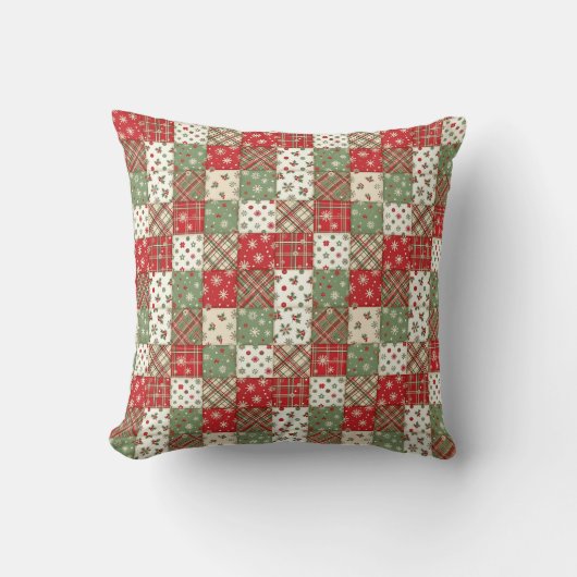 Christmas  patchwork green red pattern  kussen (Voorkant)