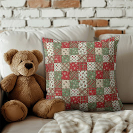 Christmas  patchwork green red pattern  kussen