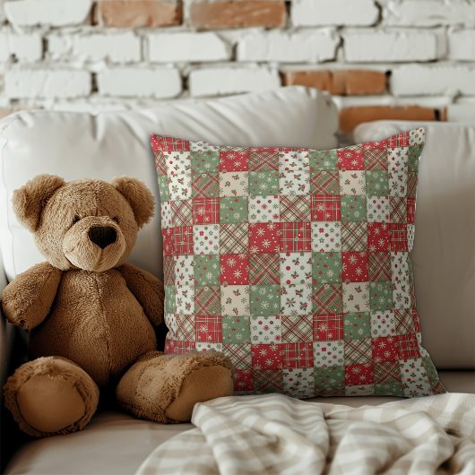 Christmas  patchwork green red pattern  kussen