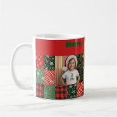 Christmas patchwork green red two photo coffee mug koffiemok (Links)