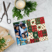 Christmas patchwork pattern photo folie feestdagen briefkaart
