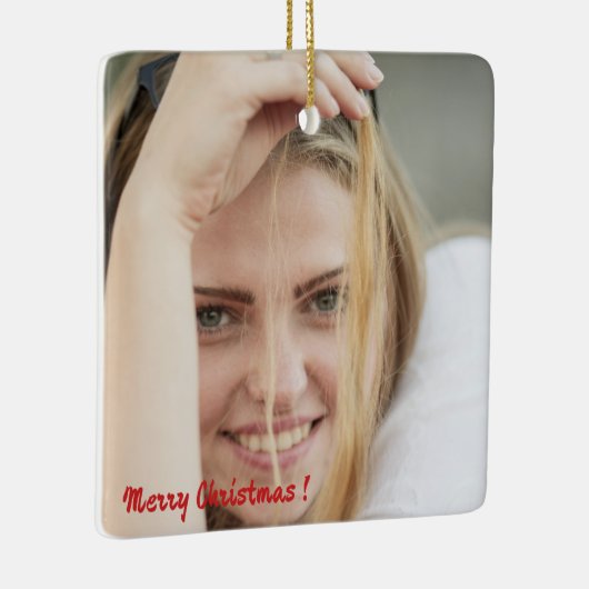 Christmas patchwork pattern photo keramisch ornament (Rechts)